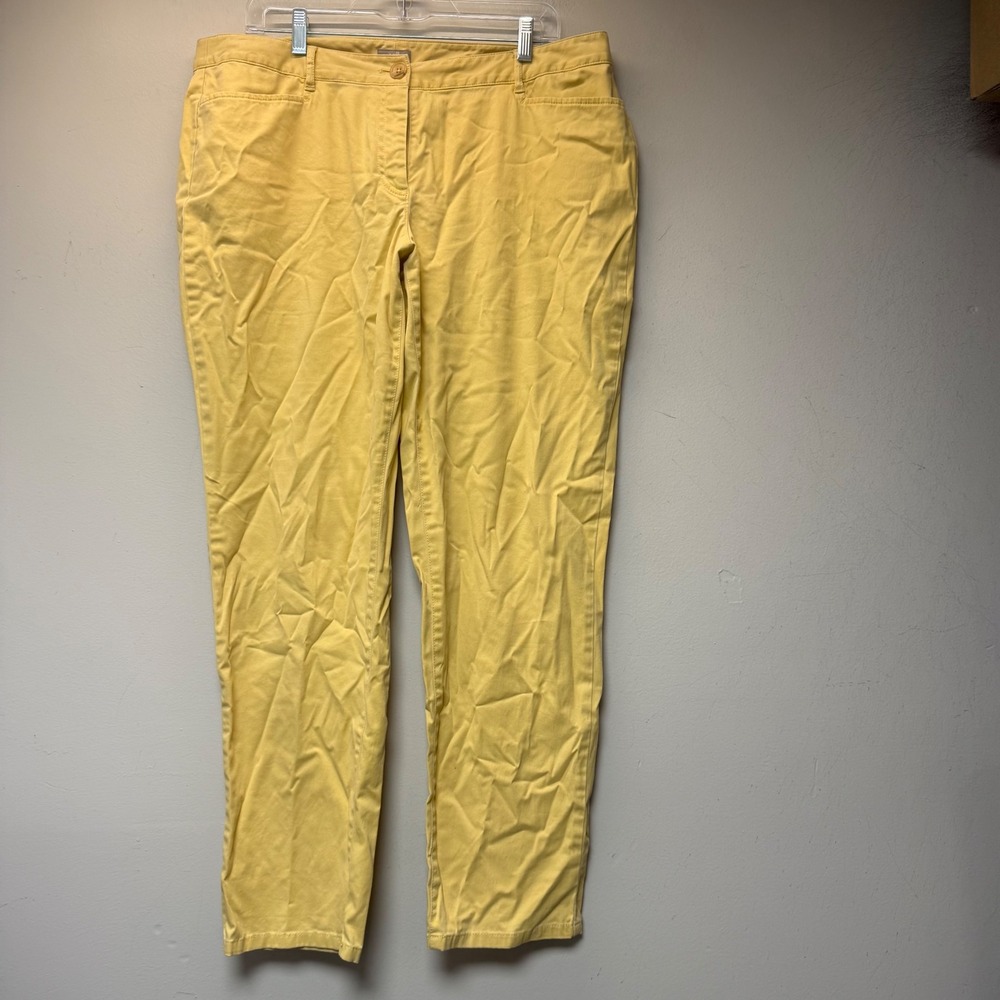 J. Jill Chino Pants Womens 16 Petite Yellow Excellent Stretch Straight Leg